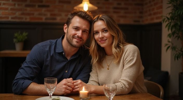 Een koppel geniet van sexcontact in West-Vlaanderen aan een houten tafel.